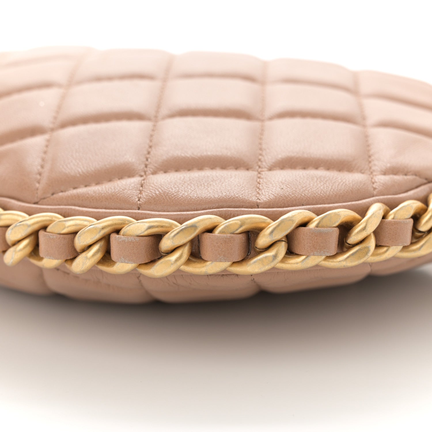 Chanel Shiny Crumpled Lambskin Quilted Large Trendy Chain Around Hobo Dark Beige 10 of 11