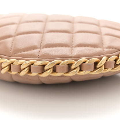 Chanel Shiny Crumpled Lambskin Quilted Large Trendy Chain Around Hobo Dark Beige 10 of 11