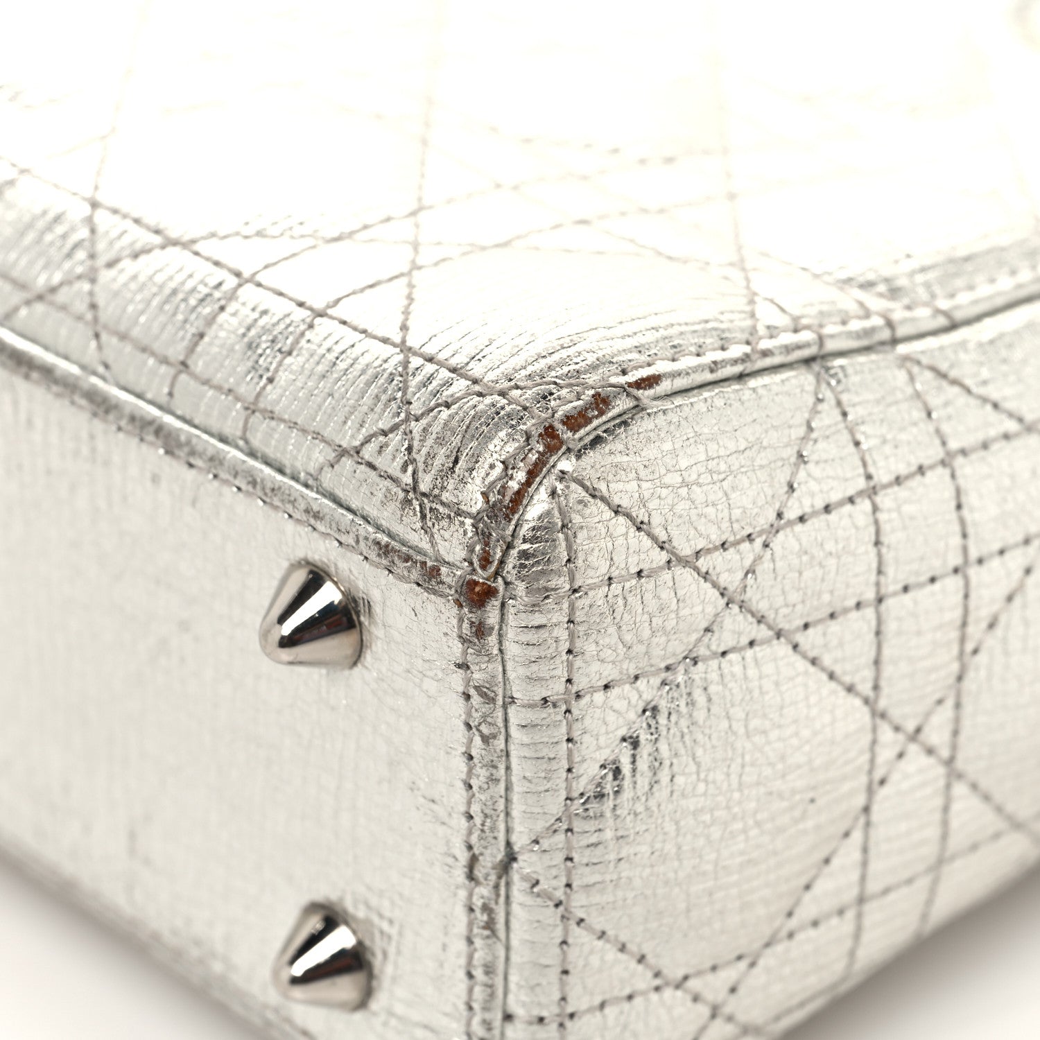 Christian Dior Metallic Grained Calfskin Cannage Small Lucky Badges My Lady Dior Silver 13 of 18