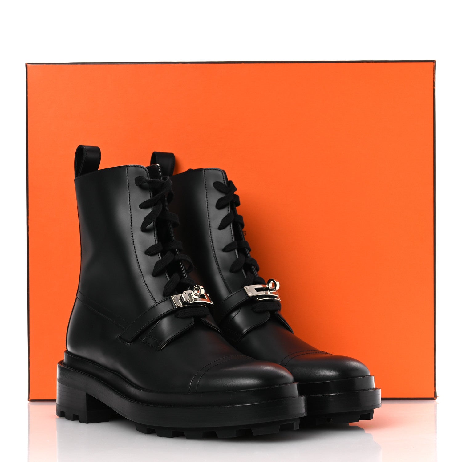 Hermes Glossed Calfskin Funk Ankle Boots 38.5 Black 11 of 11