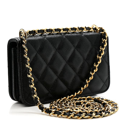 Chanel Caviar Quilted Pocket Twins Clutch With Chain Black 3 of 12