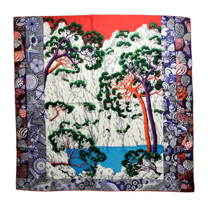 Hermes Cashmere Silk Sieste Au Paradis Shawl 140 Blanc Rouge Violet 1 of 5