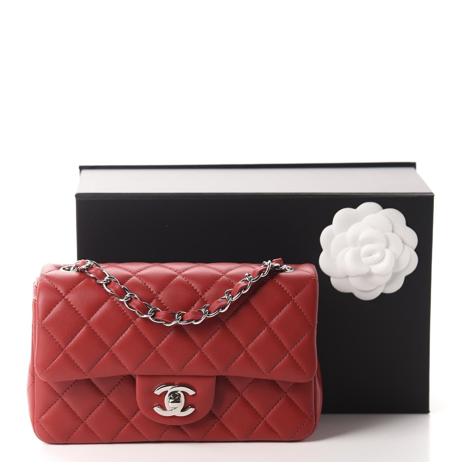 Chanel Lambskin Quilted Mini Rectangular Flap Red 11 of 11