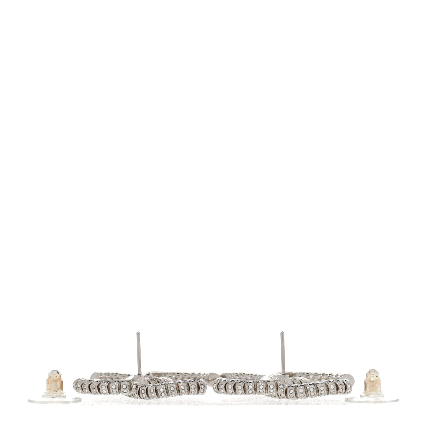 Chanel Crystal Large CC Earrings Silver 3 of 4