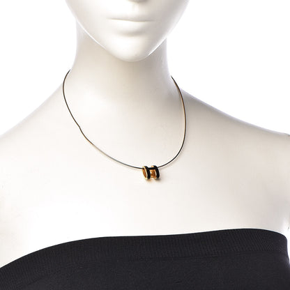 Hermes Lacquered Gold Pop H Pendant Necklace Black 2 of 5