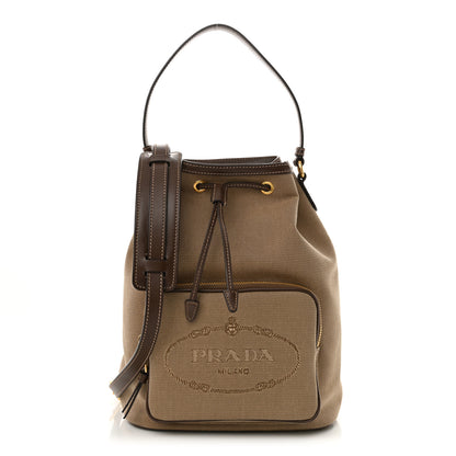 Prada Jacquard Logo Mini Bucket Crossbody Bag Corda Bruciato 1 of 10