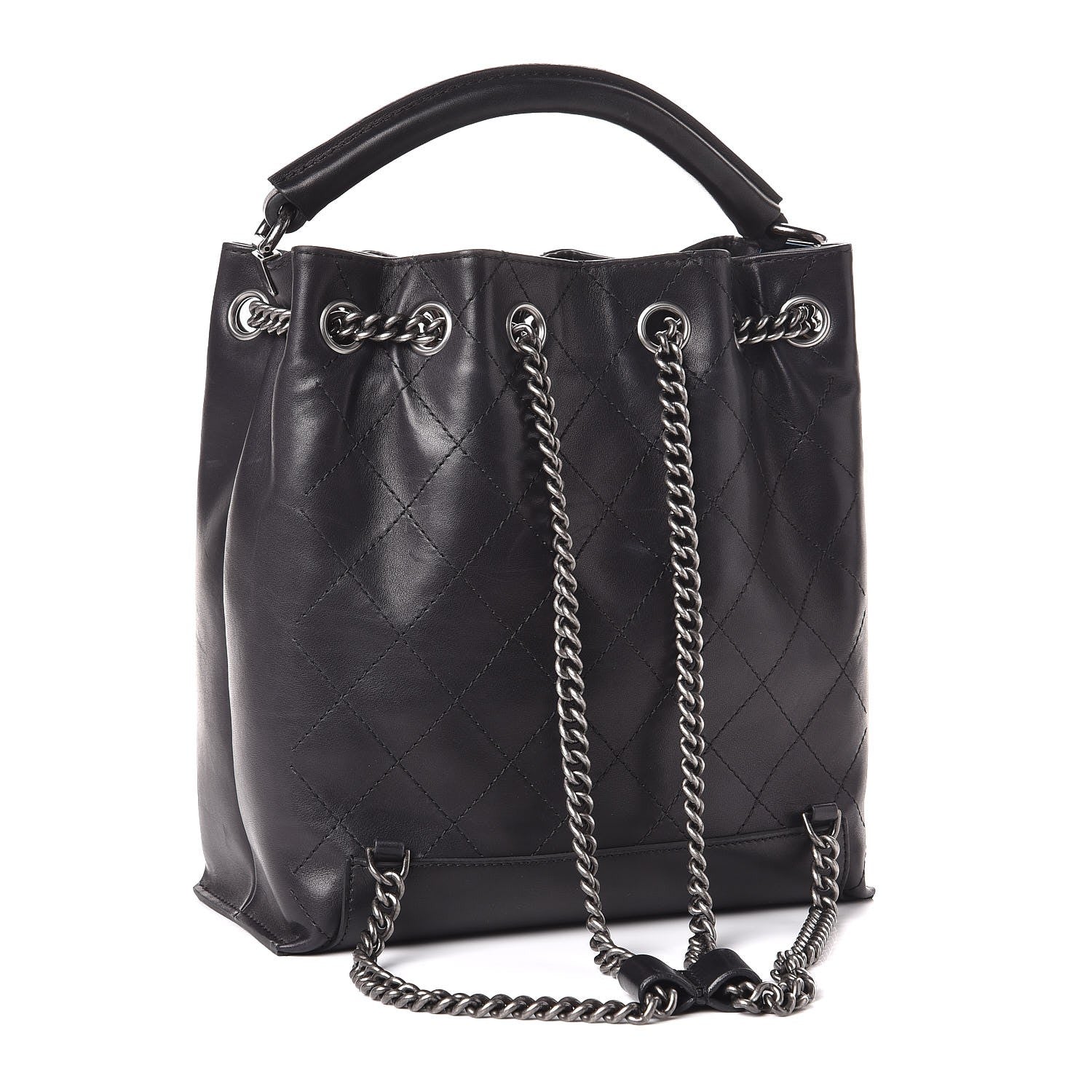 Chanel Calfskin Stitched Medium Urban Luxury Drawstring Backpack Black 3 of 7