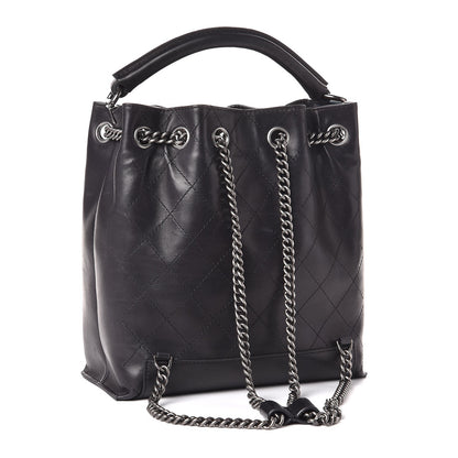 Chanel Calfskin Stitched Medium Urban Luxury Drawstring Backpack Black 3 of 7