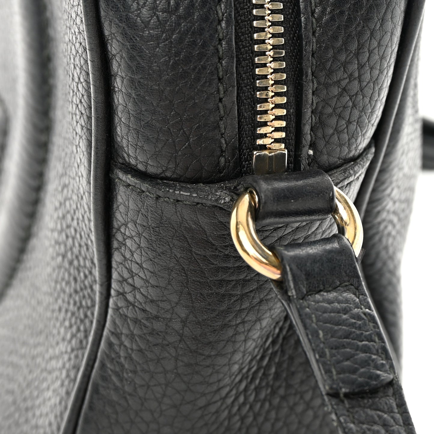 Pebbled Calfskin Small Soho Disco Bag Black