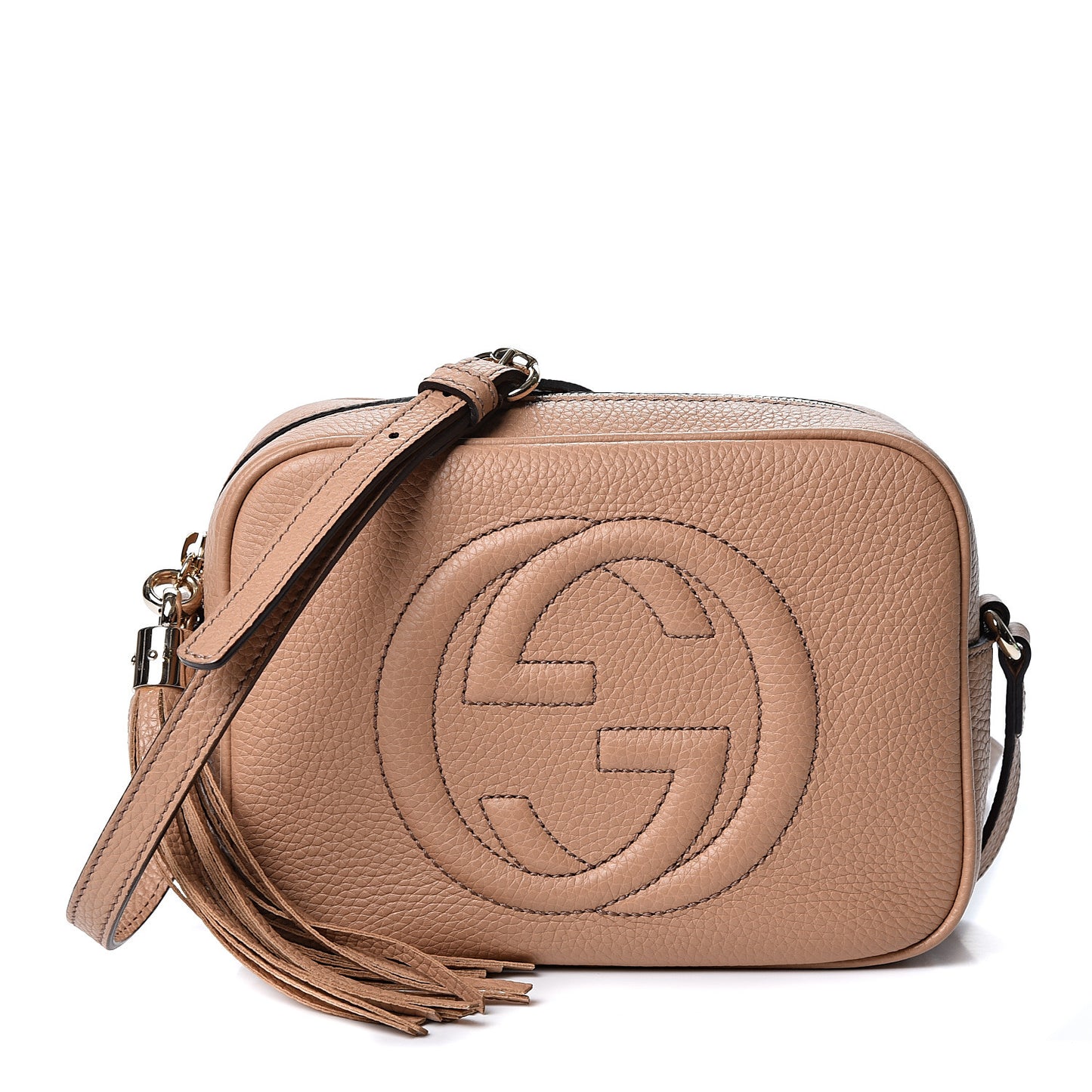 Pebbled Calfskin Small Soho Disco Bag Rose Beige