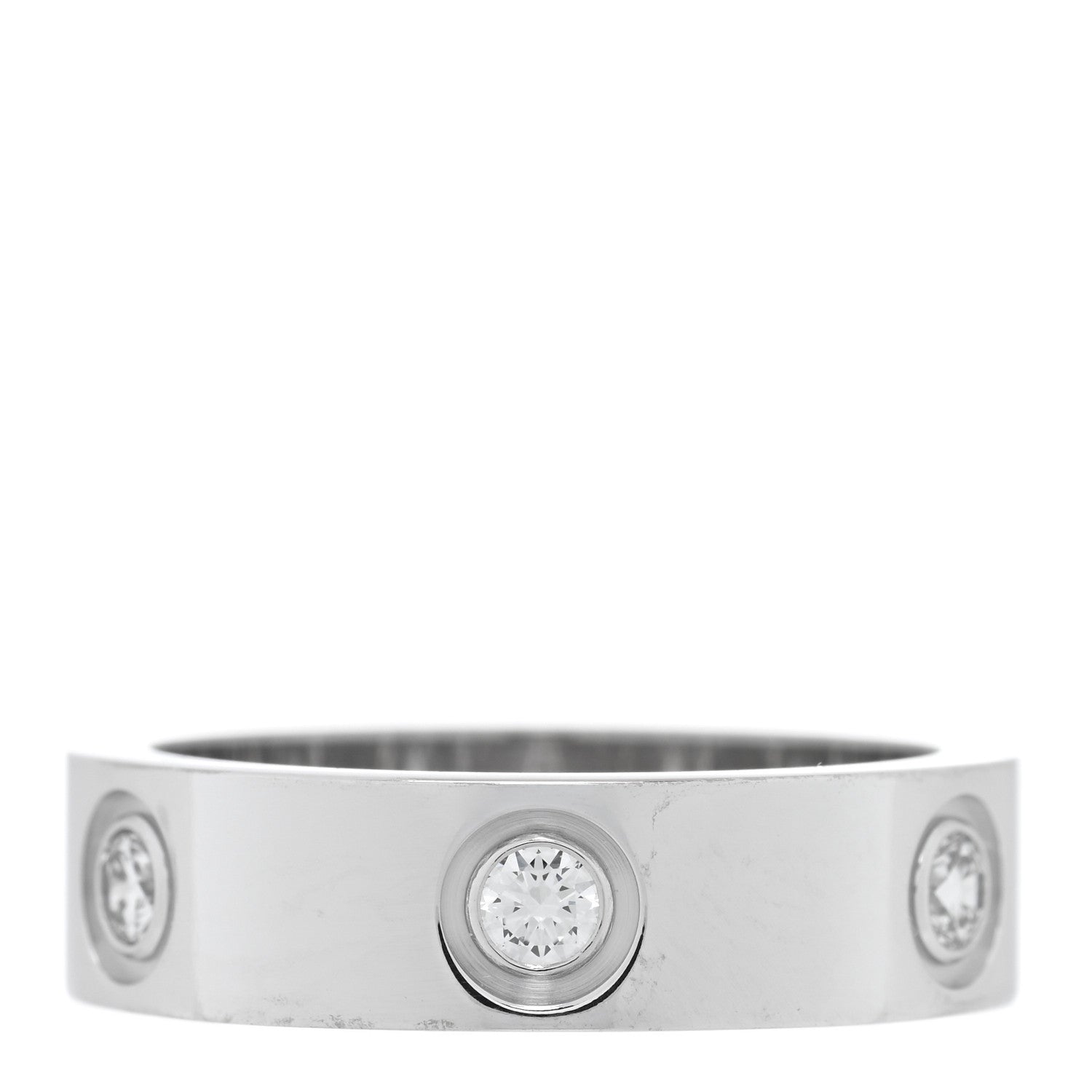 Cartier 18K White Gold 6 Diamond 5.5mm LOVE Ring 54 6.75 3 of 5