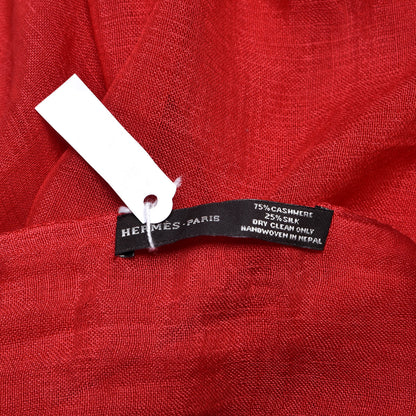 Hermes Cashmere Silk Plume Unie Stole Red 5 of 5