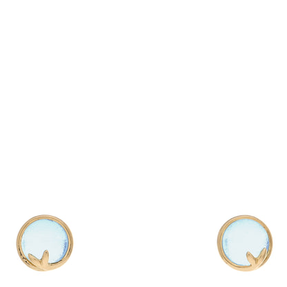 Tiffany 18K Yellow Gold Blue Topaz Paloma Picasso Olive Leaf Earrings 1 of 5