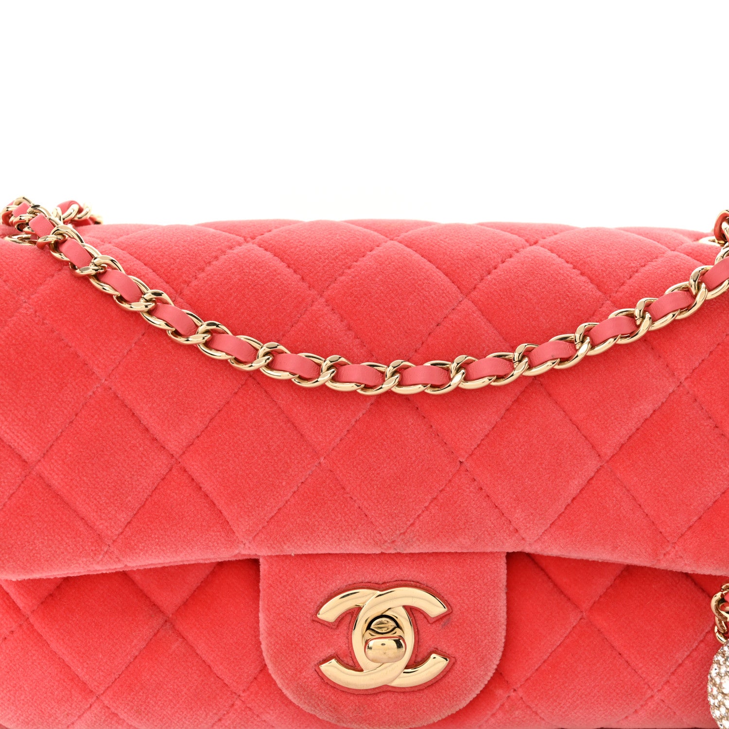 Chanel Velvet Quilted Mini Rectangular Pearl Crush Flap Coral 8 of 13