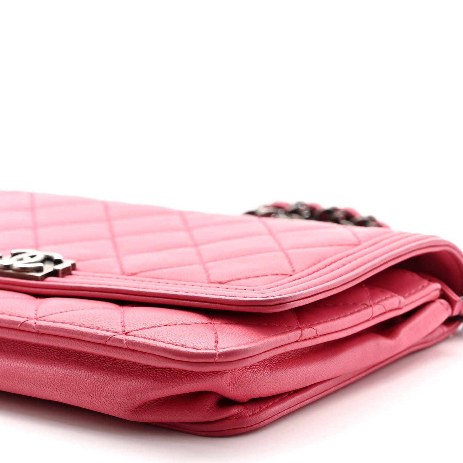 Chanel Lambskin Quilted Boy Wallet On Chain WOC Pink 11 of 14