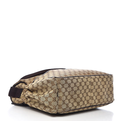 Gucci Monogram Natural Pigskin Large Diaper Bag Beige Ebony Cocoa Dark Chocolate 4 of 12
