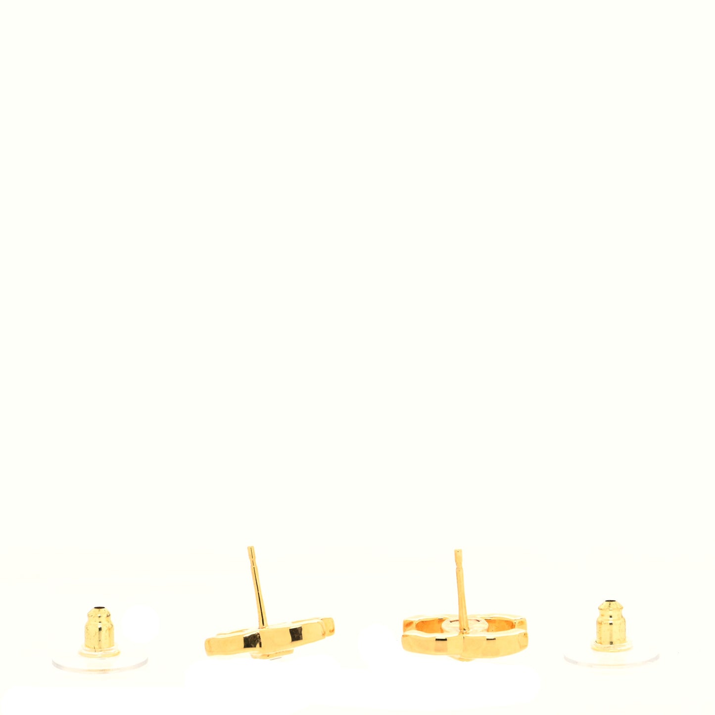 Metal Crystal CC Marquise Earrings Gold