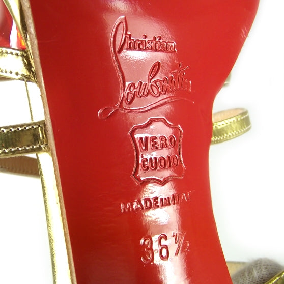 Christian Louboutin Leather Libelle 120 Sandals 36.5 Gold 5 of 6