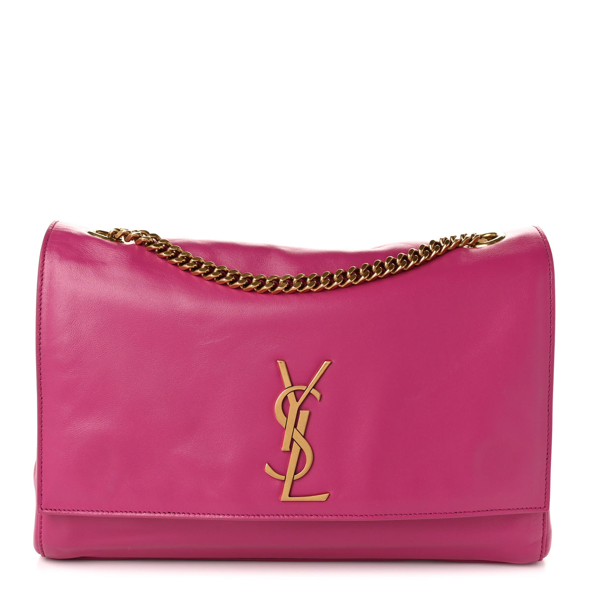 Smooth Calfskin Suede Medium Reversible Monogram Kate Satchel Rose Rubis