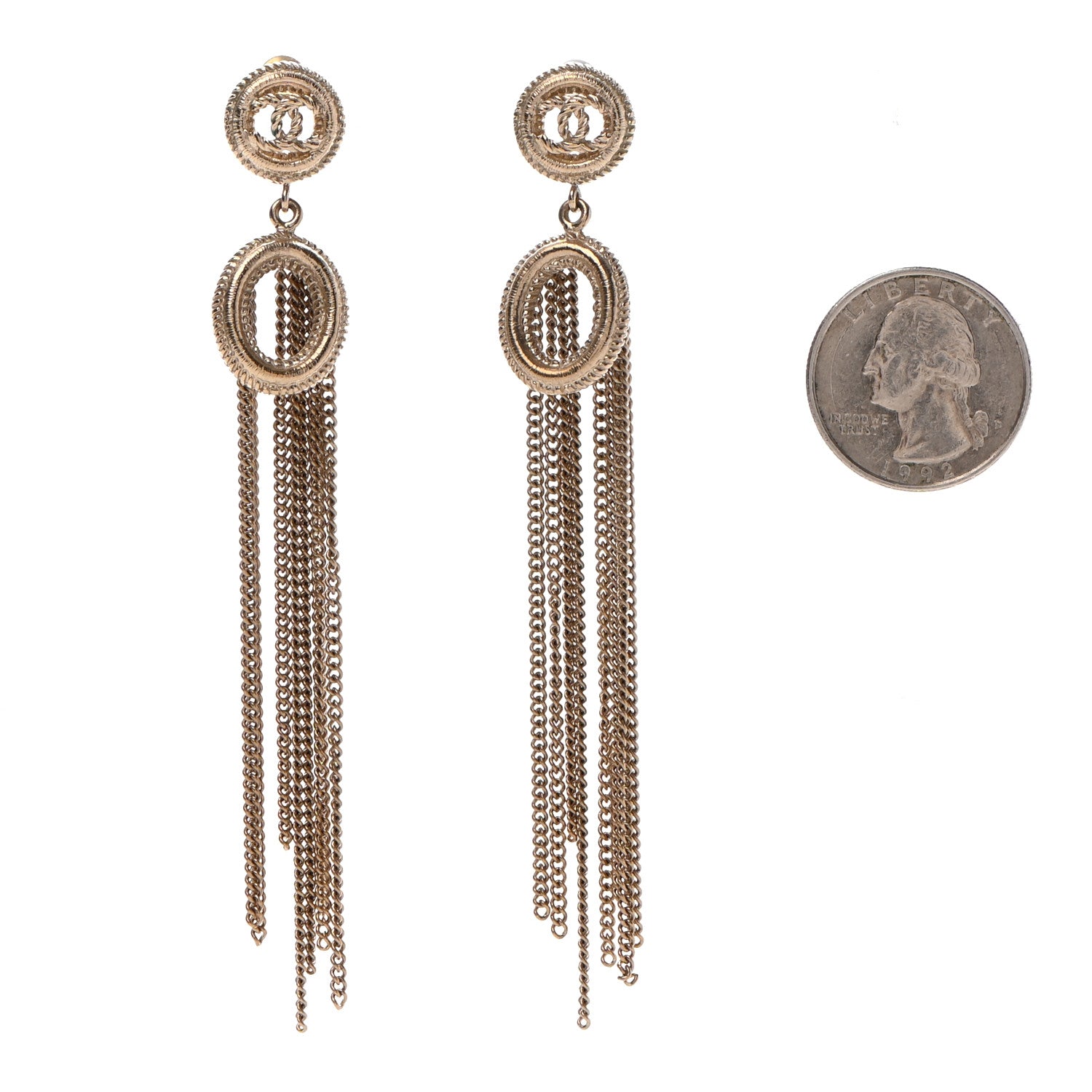 Chanel Chain CC Drop Earrings Gold 2 of 5