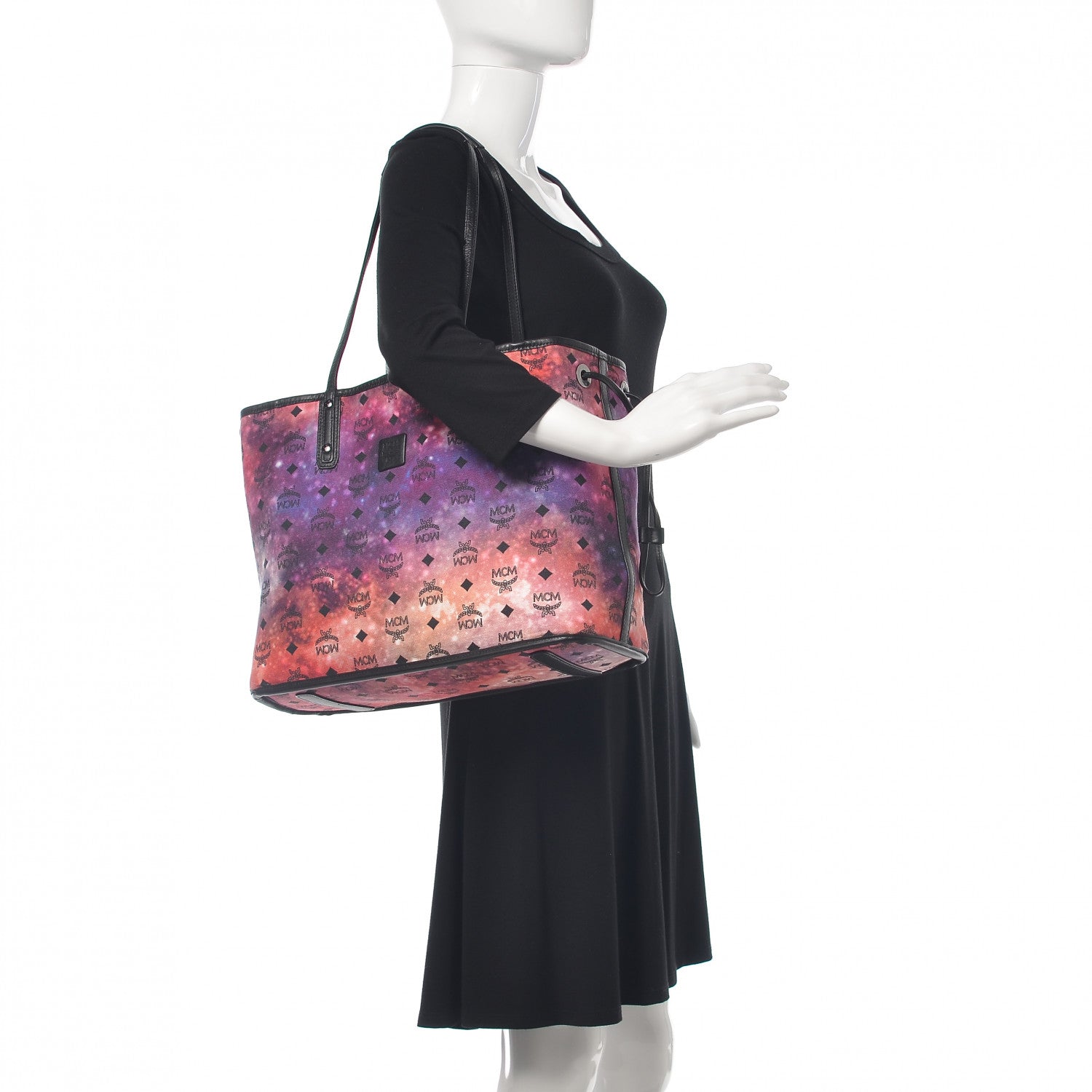 MCM Metallic Visetos Reversible Shopper Tote Scooter Red 2 of 16