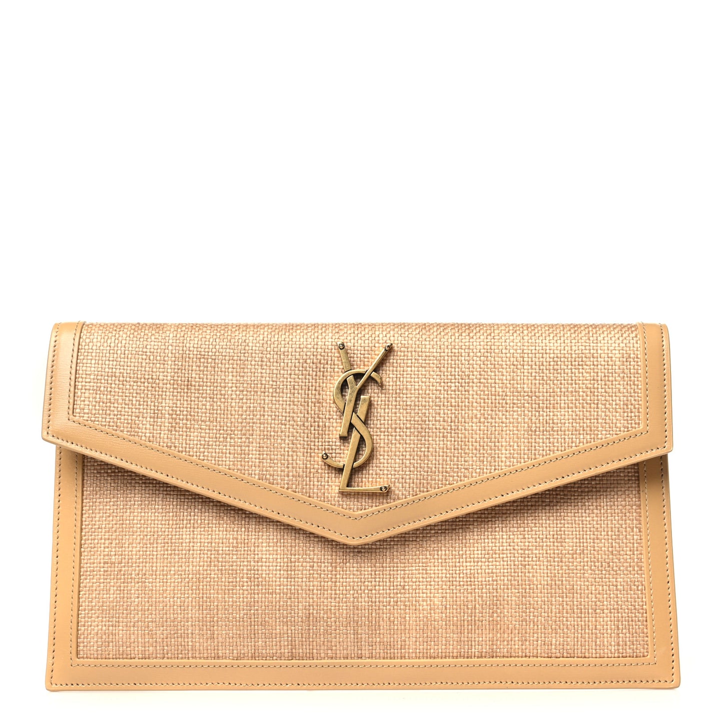 Micro Raffia Uptown Pouch Natural Hay Blush