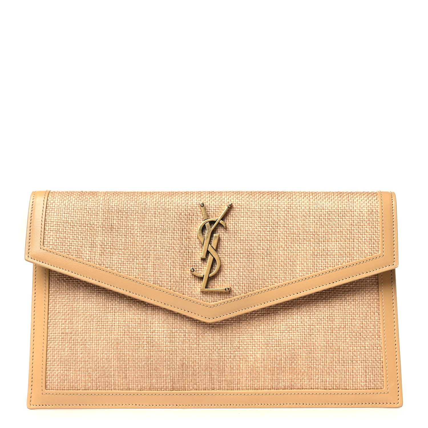Saint Laurent Micro Raffia Uptown Pouch Natural Hay Blush 1 of 11