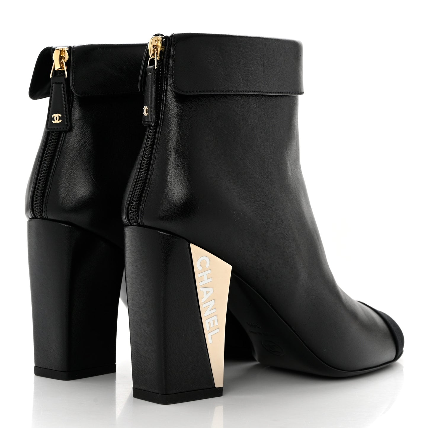 Lambskin Grosgrain Triangle & Collar 90 Ankle Boots 39.5 Black