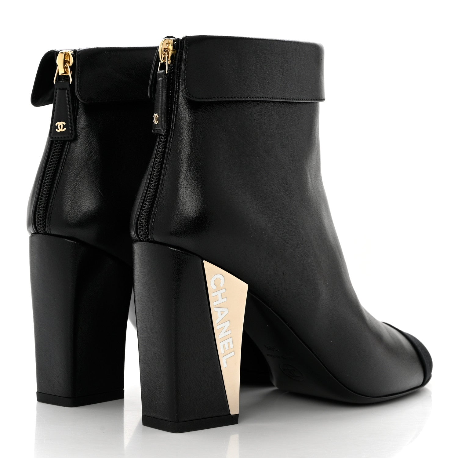 Chanel Lambskin Grosgrain Triangle & Collar 90 Ankle Boots 39.5 Black 4 of 8