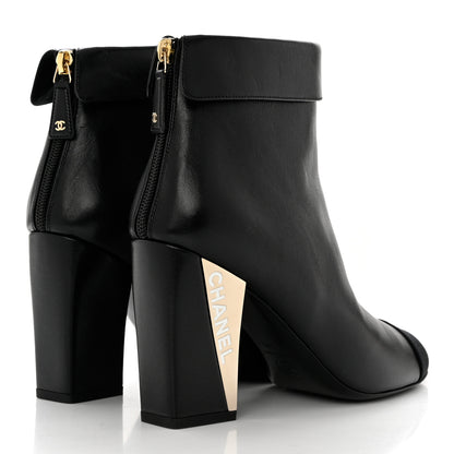 Chanel Lambskin Grosgrain Triangle & Collar 90 Ankle Boots 39.5 Black 4 of 8