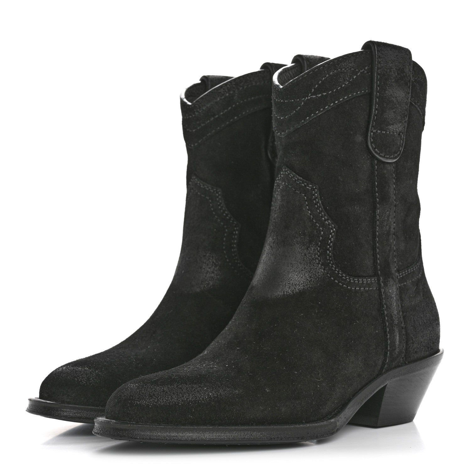 Saint Laurent Suede Eastwood Western Boots 35 Black 4 of 9