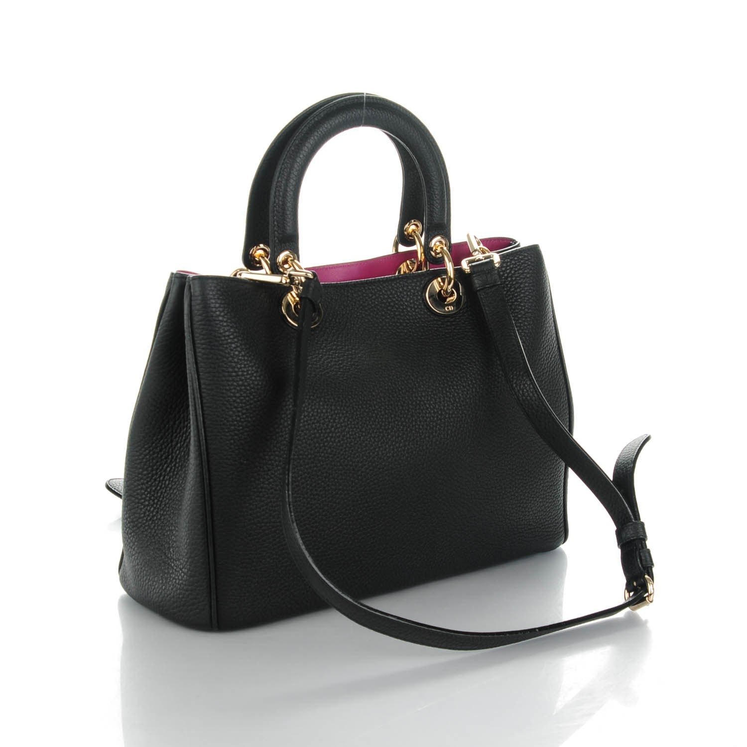 Christian Dior Bullcalf Medium Diorissimo Tote Black Rose Indien 5 of 10