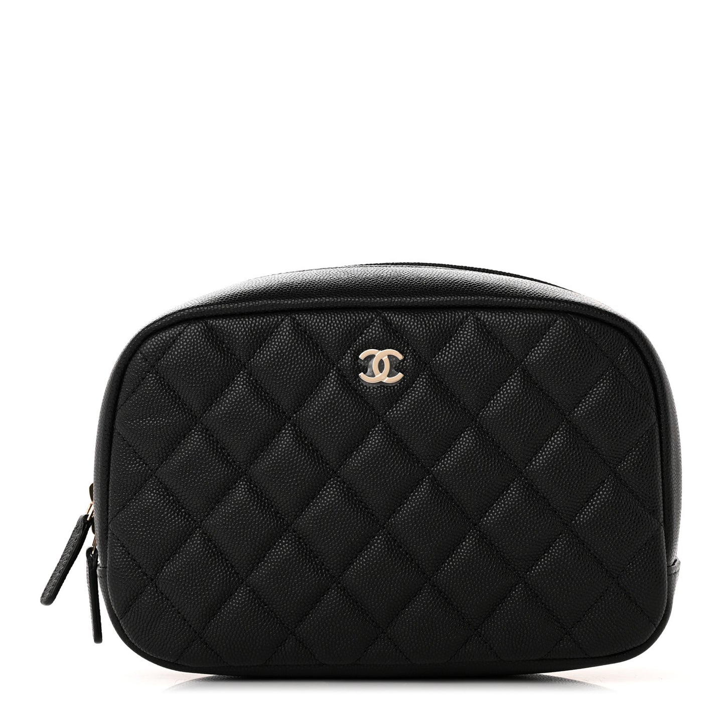 Caviar Quilted Curvy Pouch Cosmetic Case Black