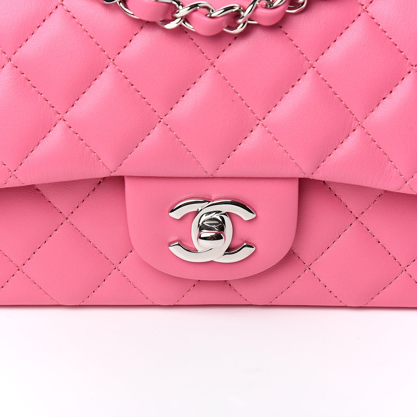 Lambskin Quilted Mini Rectangular Flap Pink