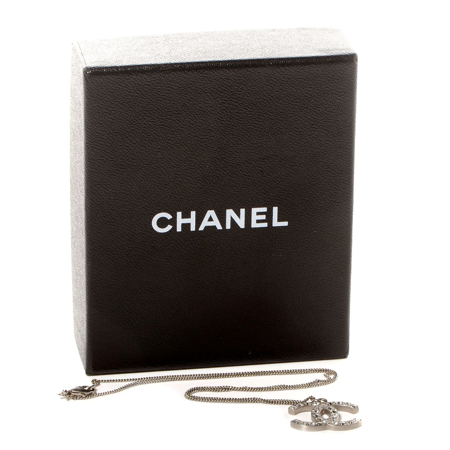 Chanel Crystal Baguette CC Necklace Silver 7 of 7