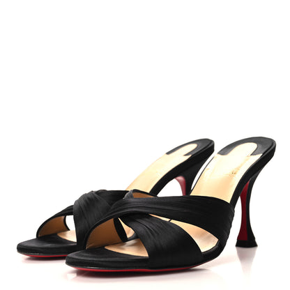 Christian Louboutin Crepe Satin Nicol Is Back 85 Slide Sandals 37 Black 3 of 8