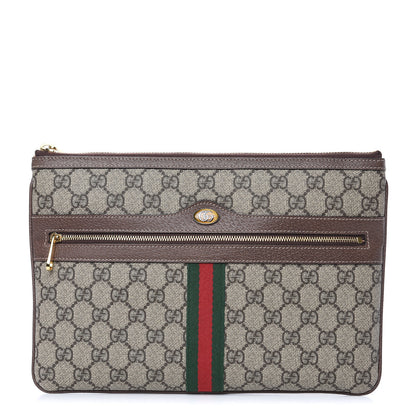 Gucci GG Supreme Monogram Large Ophidia Pouch Clutch Brown 1 of 10