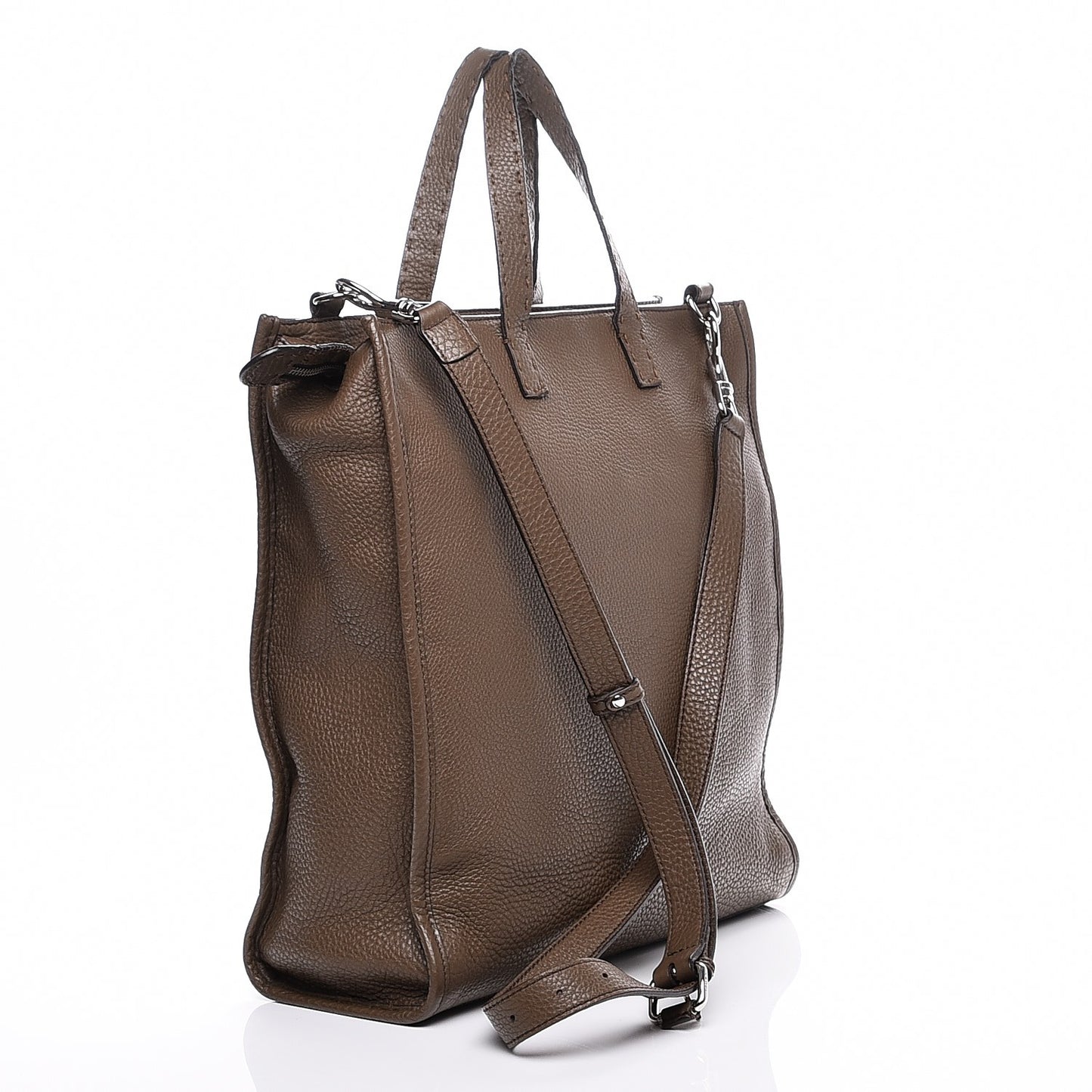 Calfskin Romano Selleria Shopping Media Tote Moss