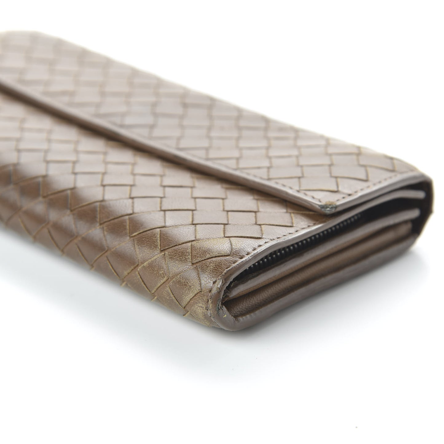 Nappa Intrecciato Continental Flap Wallet Ebano