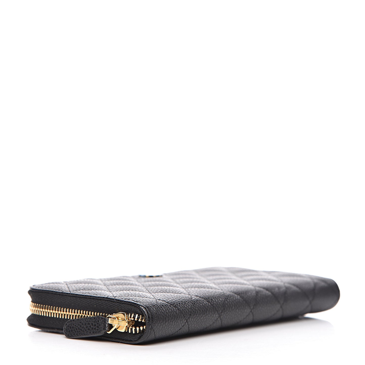 Caviar Quilted Large Gusset Zip Around Wallet Black