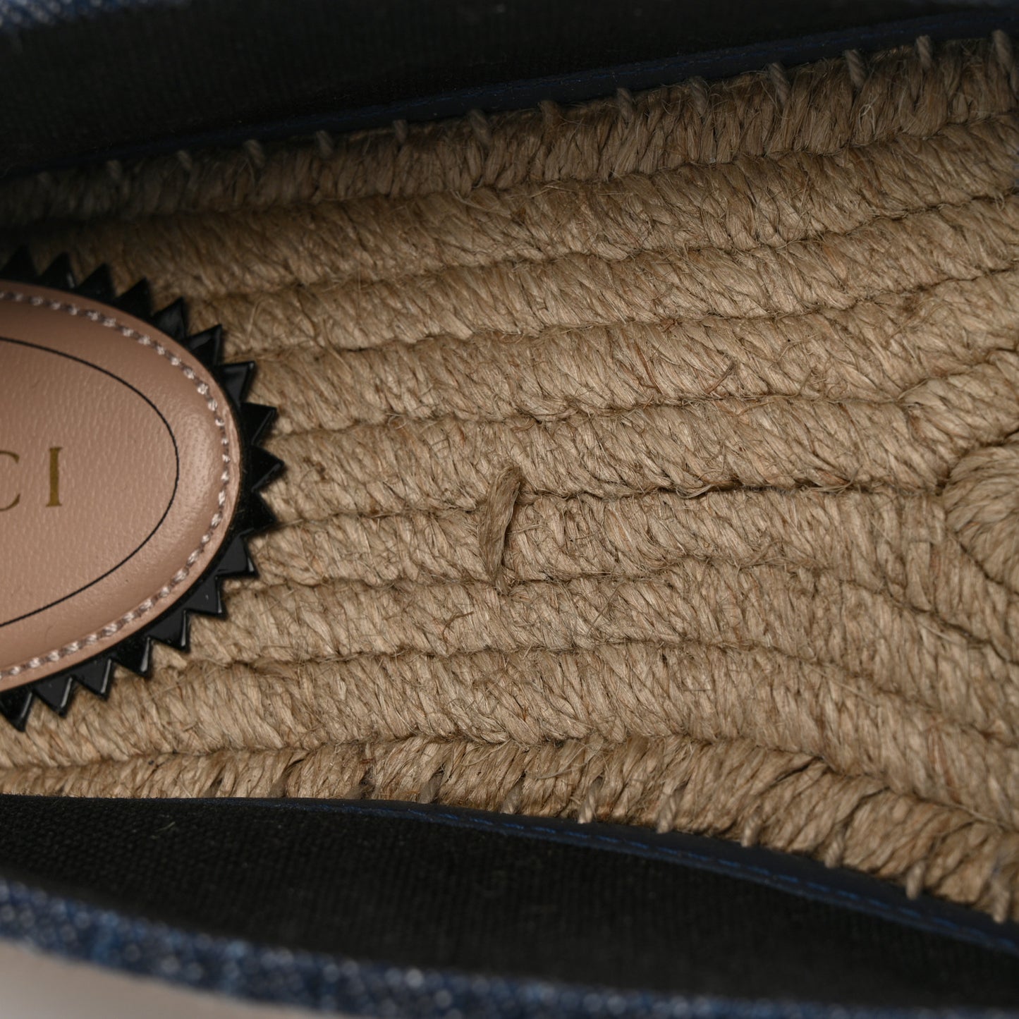 Denim Crystal GG Monogram Espadrilles 39 Blue
