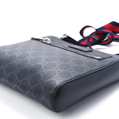 Gucci GG Supreme Monogram Web Small Flat Messenger Bag Black Grey 12 of 12