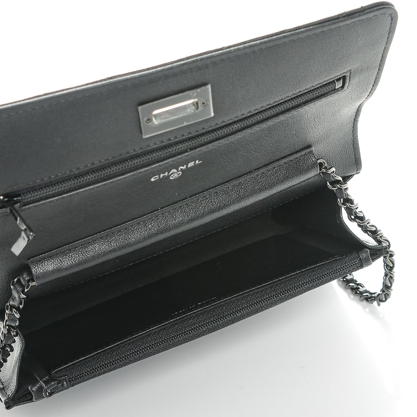 Sheepskin Chevron Reissue Wallet On Chain WOC So Black