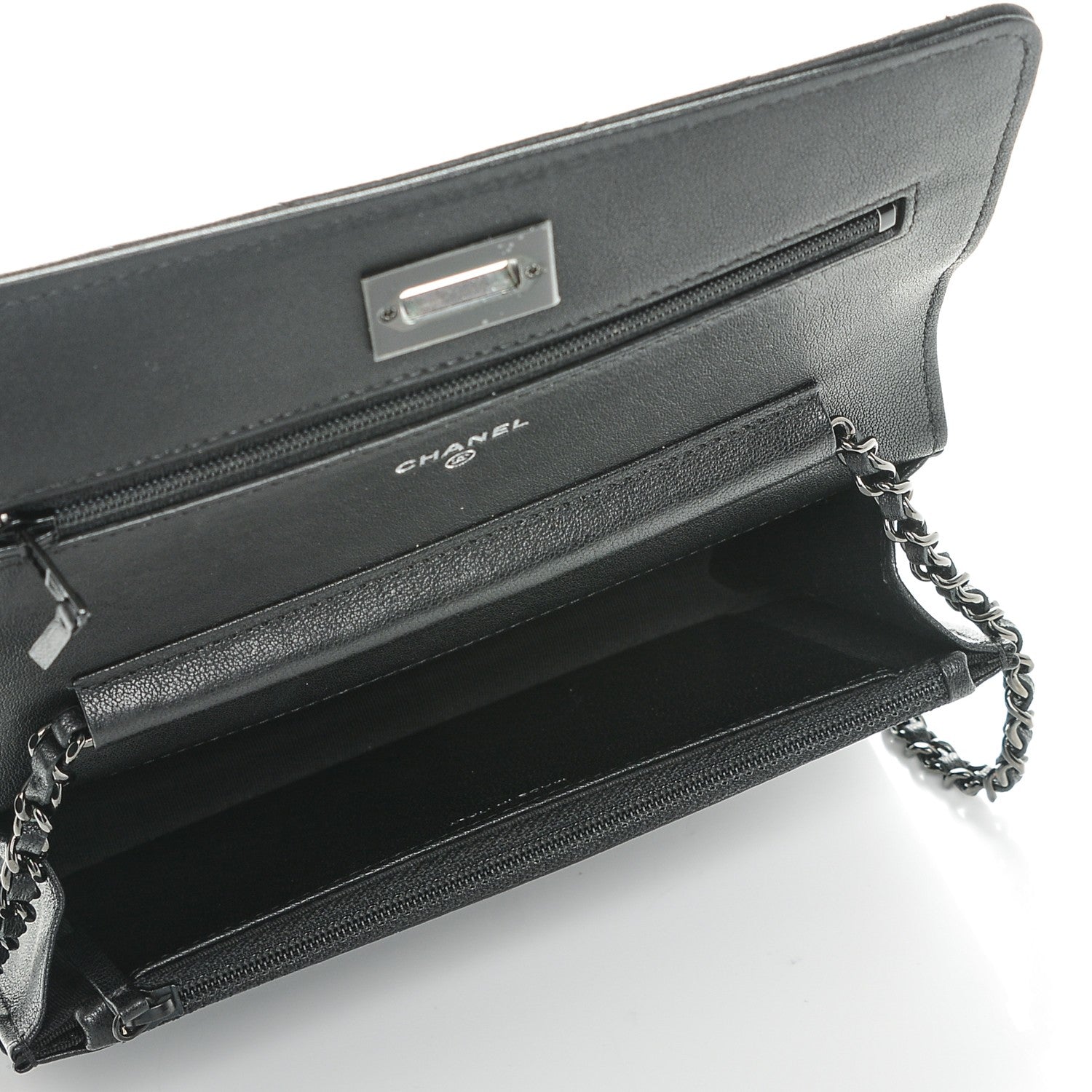 Chanel Sheepskin Chevron Reissue Wallet On Chain WOC So Black 5 of 8