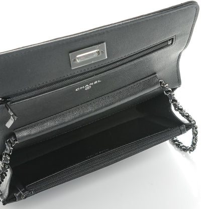 Chanel Sheepskin Chevron Reissue Wallet On Chain WOC So Black 5 of 8