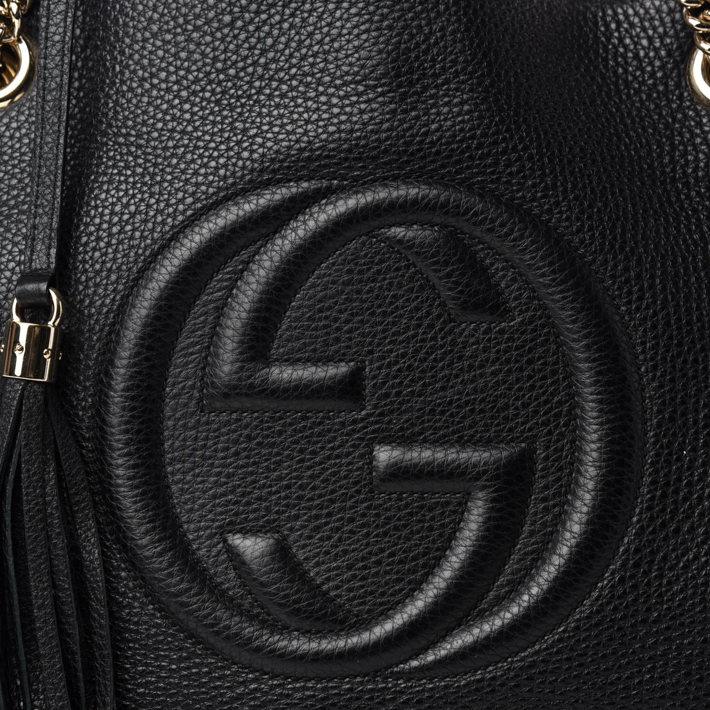 Pebbled Calfskin Medium Soho Chain Shoulder Bag Black