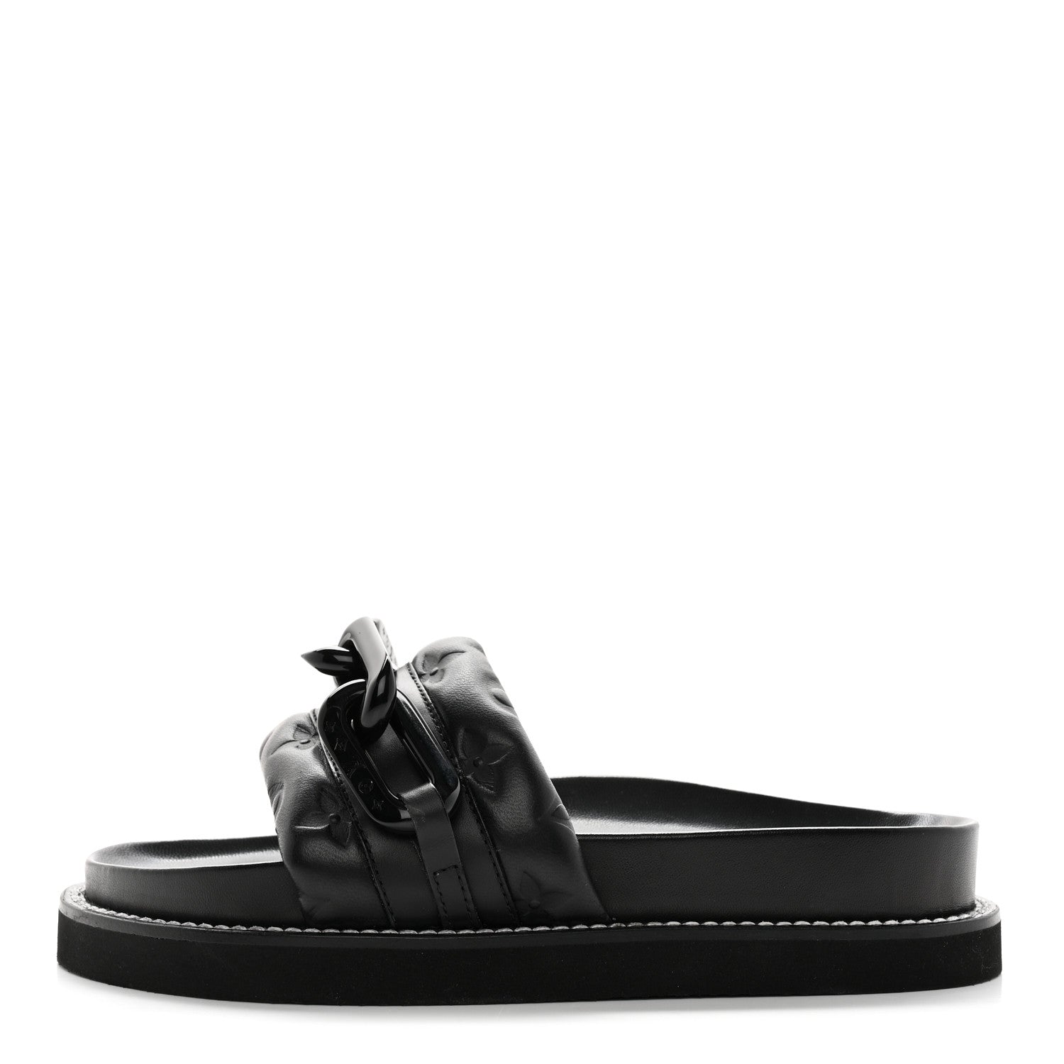 Louis Vuitton Calfskin Embossed Monogram Sunset Flat Comfort Mule 36 Black 1 of 10