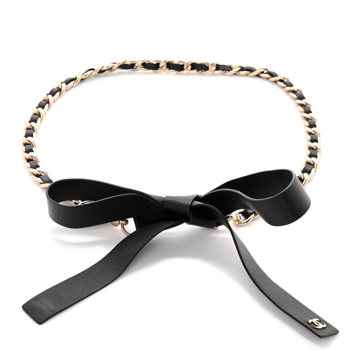 Chanel Lambskin Chain CC Bow Belt S Black 1 of 3