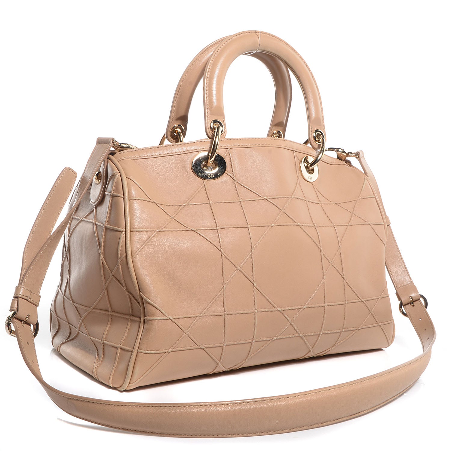 Christian Dior Lambskin Cannage Granville Polochon Beige 3 of 8