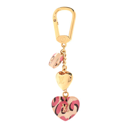 Louis Vuitton Leopard Heart Bag Charm Key Holder Blanc Corail 1 of 4